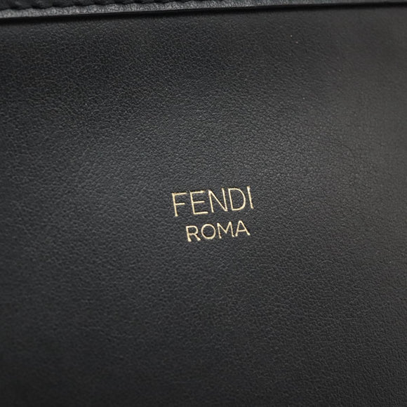 FENDI Shoulder Bag Leather Black Gold Auth PP343