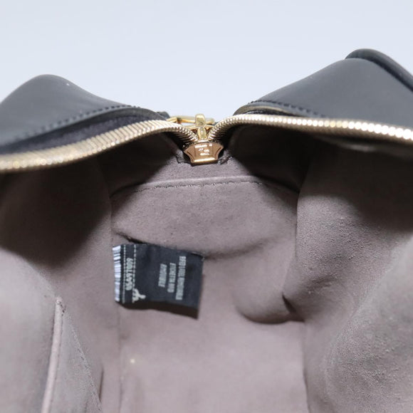 FENDI Shoulder Bag Leather Black Gold Auth PP343
