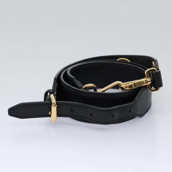 FENDI Shoulder Bag Leather Black Gold Auth PP343