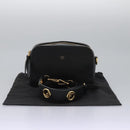 FENDI Shoulder Bag Leather Black Gold Auth PP343-12