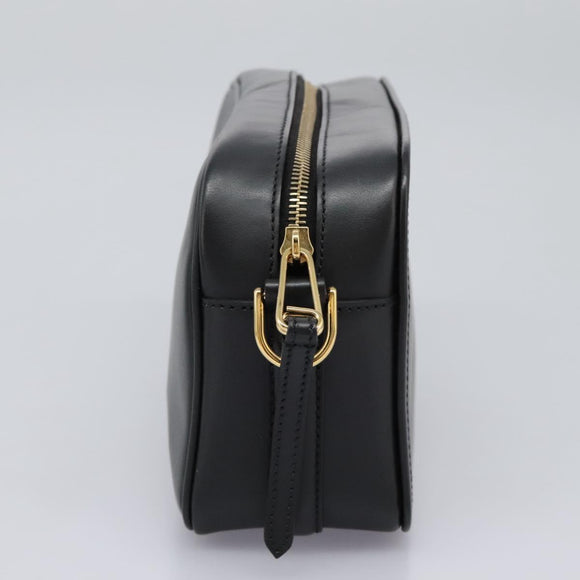 FENDI Shoulder Bag Leather Black Gold Auth PP343