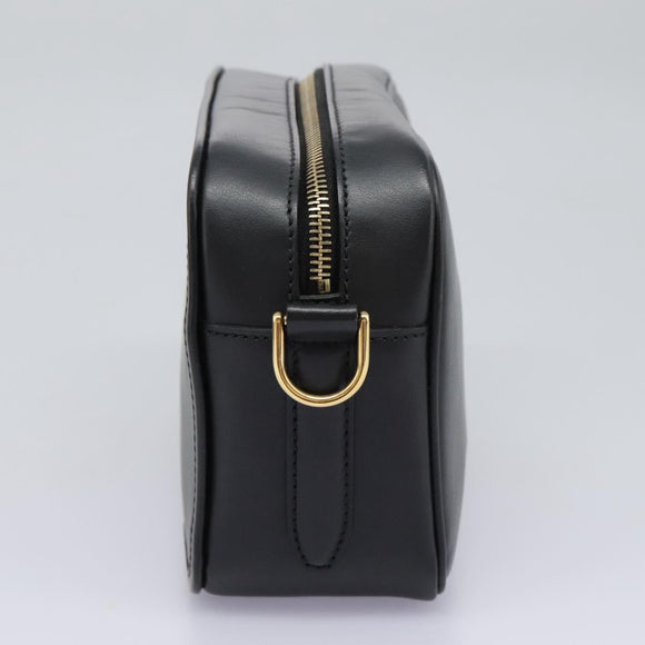 FENDI Shoulder Bag Leather Black Gold Auth PP343