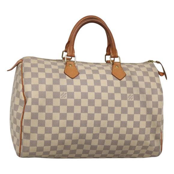 LOUIS VUITTON Damier Azur Speedy 35 Hand Bag N41535 LV Auth PP499