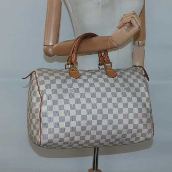 LOUIS VUITTON Damier Azur Speedy 35 Hand Bag N41535 LV Auth PP499
