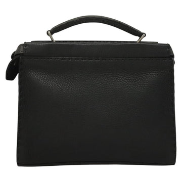 FENDI Celeria Hand Bag Leather 2way Black Silver Auth PP647 - 0