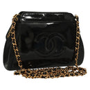 CHANEL COCO Mark Chain Shoulder Bag Patent leather Black Gold CC Auth PP818-1