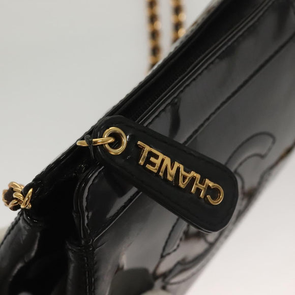 CHANEL COCO Mark Chain Shoulder Bag Patent leather Black Gold CC Auth PP818
