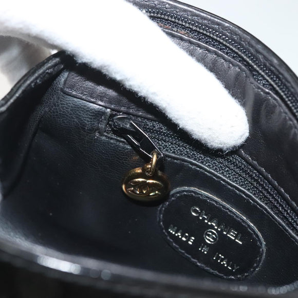 CHANEL COCO Mark Chain Shoulder Bag Patent leather Black Gold CC Auth PP818