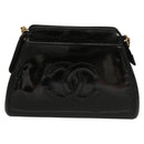 CHANEL COCO Mark Chain Shoulder Bag Patent leather Black Gold CC Auth PP818-13