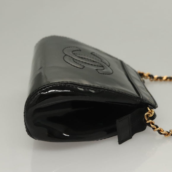 CHANEL COCO Mark Chain Shoulder Bag Patent leather Black Gold CC Auth PP818