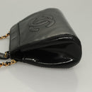 CHANEL COCO Mark Chain Shoulder Bag Patent leather Black Gold CC Auth PP818-4