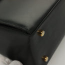 Salvatore Ferragamo Gancini Hand Bag Leather Black Gold Auth PP828-8