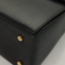 Salvatore Ferragamo Gancini Hand Bag Leather Black Gold Auth PP828-15