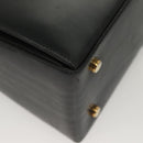 Salvatore Ferragamo Gancini Hand Bag Leather Black Gold Auth PP828-16