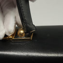 Salvatore Ferragamo Gancini Hand Bag Leather Black Gold Auth PP828-9