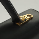 Salvatore Ferragamo Gancini Hand Bag Leather Black Gold Auth PP828-10