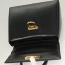 Salvatore Ferragamo Gancini Hand Bag Leather Black Gold Auth PP828-19