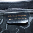 Salvatore Ferragamo Gancini Hand Bag Leather Black Gold Auth PP828-12