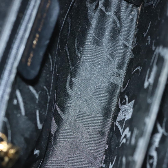 Salvatore Ferragamo Gancini Hand Bag Leather Black Gold Auth PP828