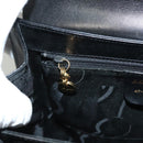 Salvatore Ferragamo Gancini Hand Bag Leather Black Gold Auth PP828-23