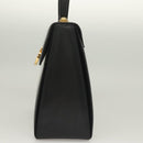 Salvatore Ferragamo Gancini Hand Bag Leather Black Gold Auth PP828-3