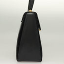 Salvatore Ferragamo Gancini Hand Bag Leather Black Gold Auth PP828-4