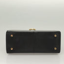 Salvatore Ferragamo Gancini Hand Bag Leather Black Gold Auth PP828-5