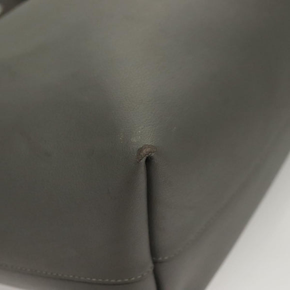 SAINT LAURENT Tote Bag Leather Gray Gold Auth PP866