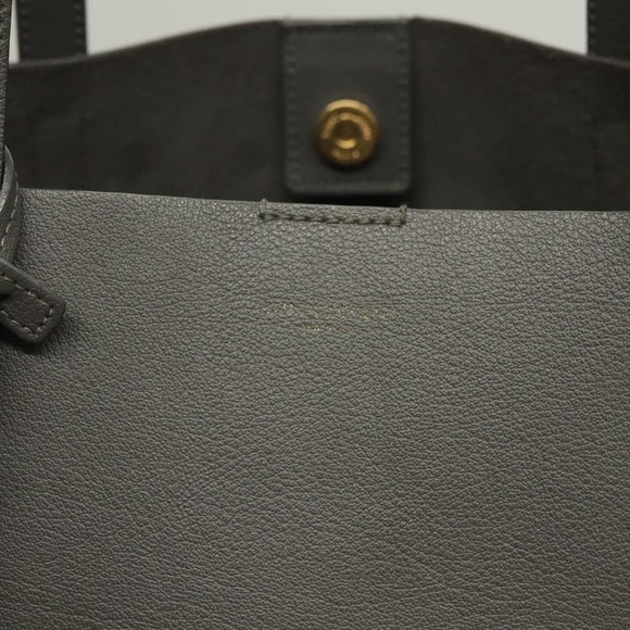 SAINT LAURENT Tote Bag Leather Gray Gold Auth PP866