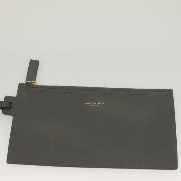 SAINT LAURENT Tote Bag Leather Gray Gold Auth PP866