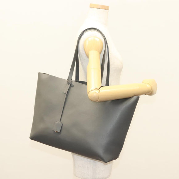SAINT LAURENT Tote Bag Leather Gray Gold Auth PP866
