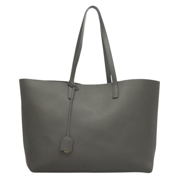 SAINT LAURENT Tote Bag Leather Gray Gold Auth PP866