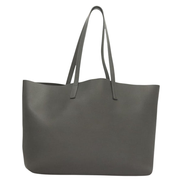 SAINT LAURENT Tote Bag Leather Gray Gold Auth PP866