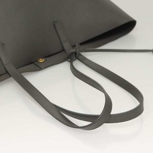 SAINT LAURENT Tote Bag Leather Gray Gold Auth PP866
