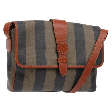 FENDI Pecan Canvas Shoulder Bag Black Brown Auth PP881