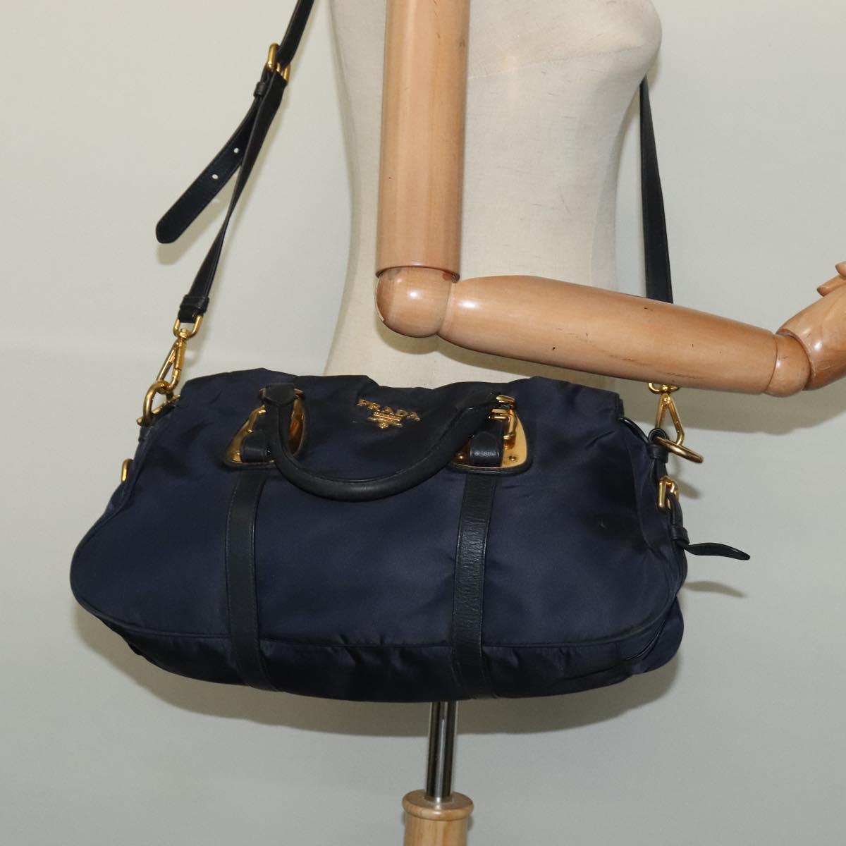 PRADA 2Way Hand Bag Nylon Leather Navy