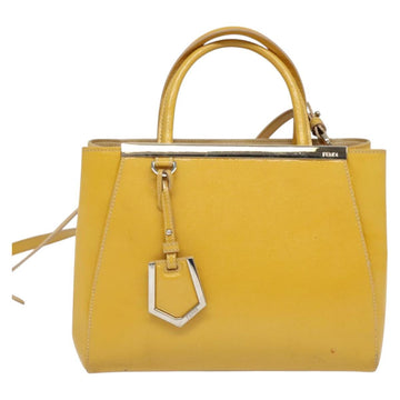 FENDI Hand Bag Patent leather 2way Silver Yellow Auth PP894 - 0