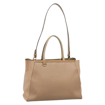 FENDI To joule Hand Bag Leather 2way Beige Gold Auth PP896