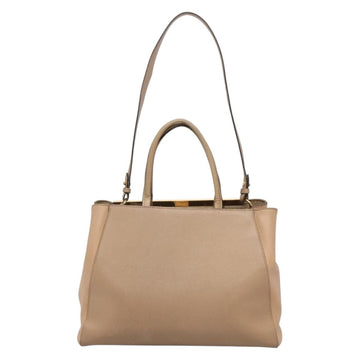 FENDI To joule Hand Bag Leather 2way Beige Gold Auth PP896 - 0