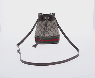 GUCCI GG Supreme Web Sherry Offdia Mini Bucket Bag PVC 550620 Auth 142976SAM - 0