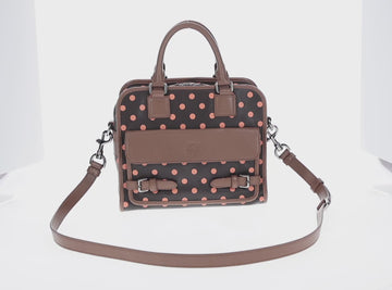 LOEWE Cruz Hand Bag Leather 2way Dark Brown Silver Auth 165392M - 0