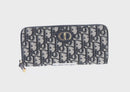 Christian Dior Trotter Canvas Oblique Jacquard Long Wallet Navy Auth 143038M-2