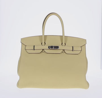 HERMES Birkin 35 Hand Bag Leather Yellow Silver Auth 139051M - 0