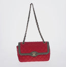 CHANEL Chain Matelasse 23 Shoulder Bag Lamb Skin Red Gold CC Auth 168061V-2