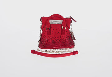 Maison Margiela 5AC Shoulder Bag Satin Red Gold Auth 154203M - 0