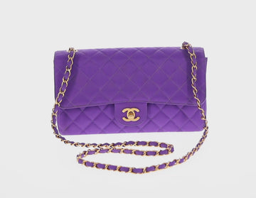 CHANEL Matelasse 25 Chain Shoulder Bag Nylon Purple Gold CC Auth 146533SM - 0