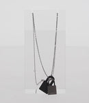 HERMES Orchestral PM Necklace Metal Leather Silver Black Auth 130685M-2