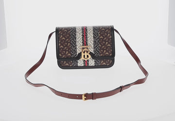 BURBERRY TB Monogram Shoulder Bag PVC Gold Brown 8031708 Auth 153622SM - 0