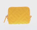 FENDI Zucca Canvas FF Emboss Pouch Nylon Yellow Gold Auth 150880M-2