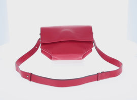 HERMES Opry 24 Shoulder Bag Leather Red Silver Auth 154087SM - 0